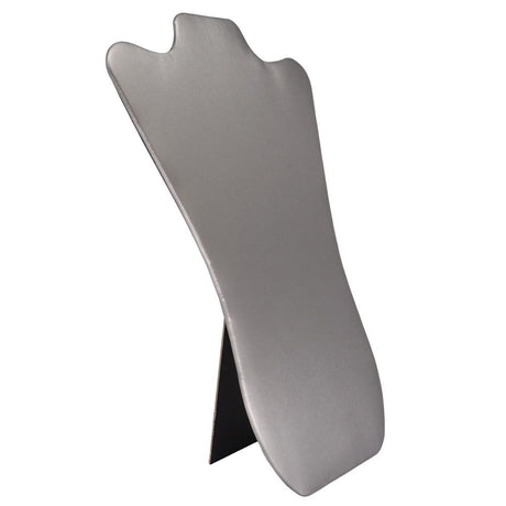Steel Grey Leatherette Jewelry Necklace Display Easel, 14" Tall