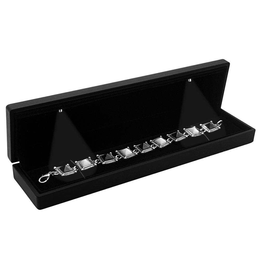 Black Soft Touch Lighted Bracelet Box