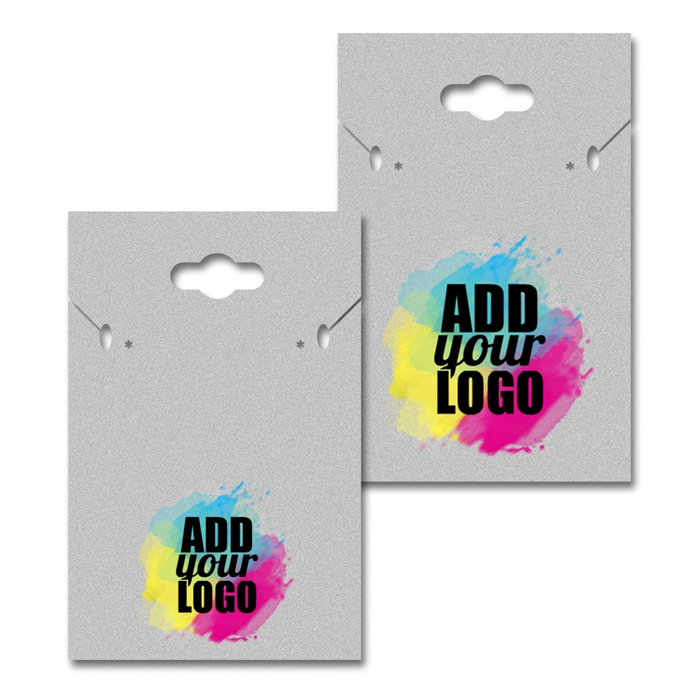 Hanging Matte Grey Custom Necklace and Earring Card 2" x 3"