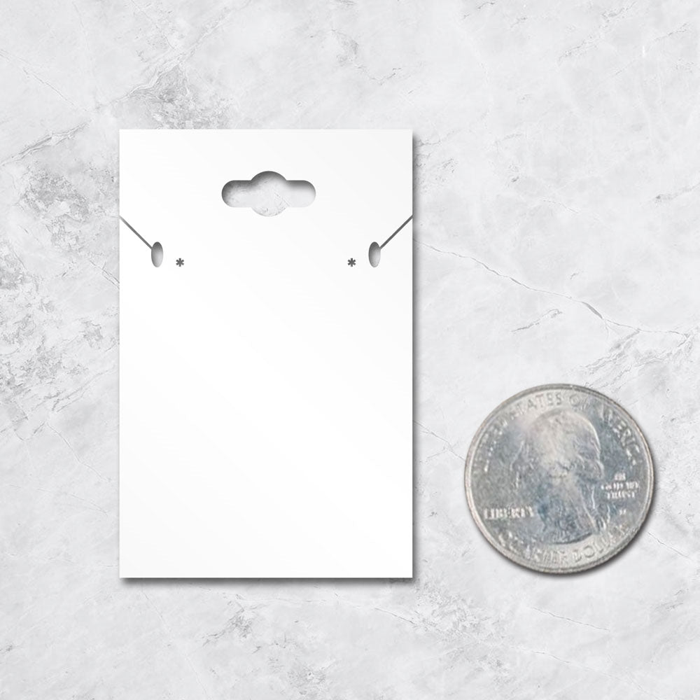 Hanging Matte White Custom Necklace and Earring Card 2" x 3"