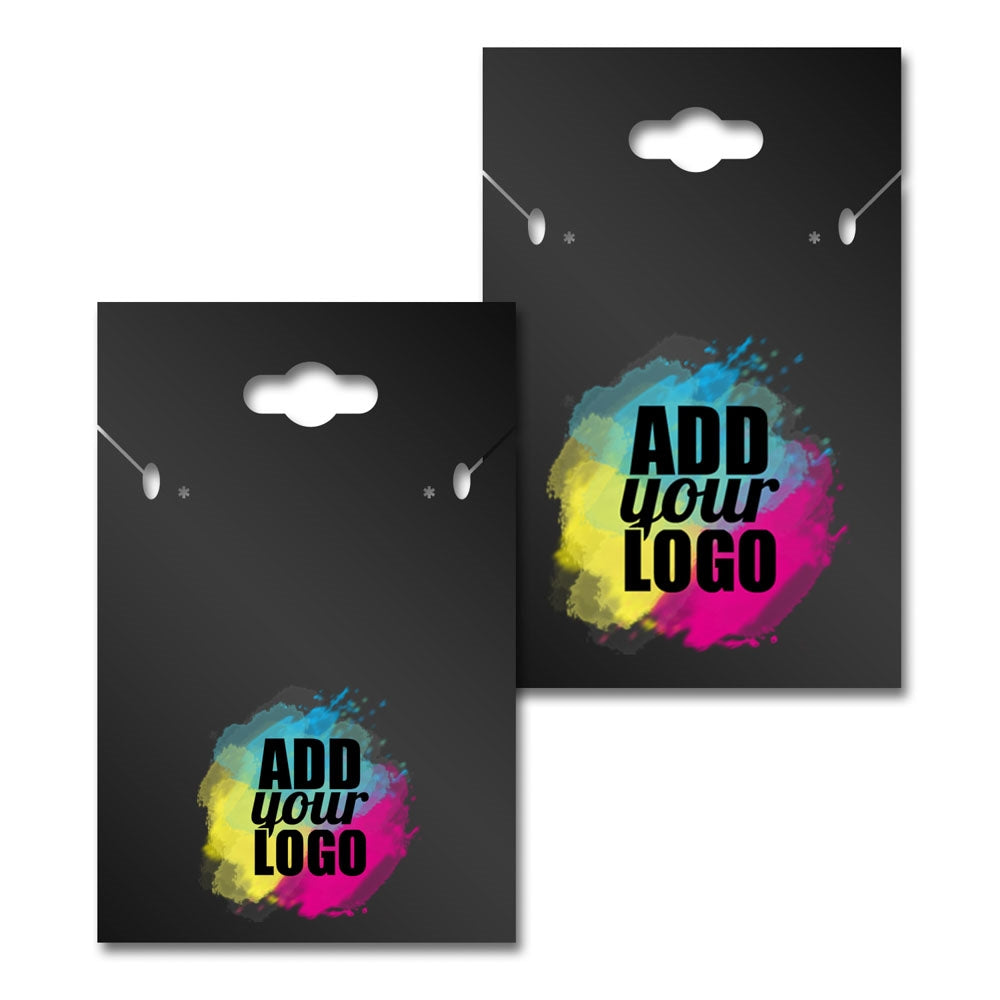 Hanging Black Custom Necklace and Earring Card 2" x 3"