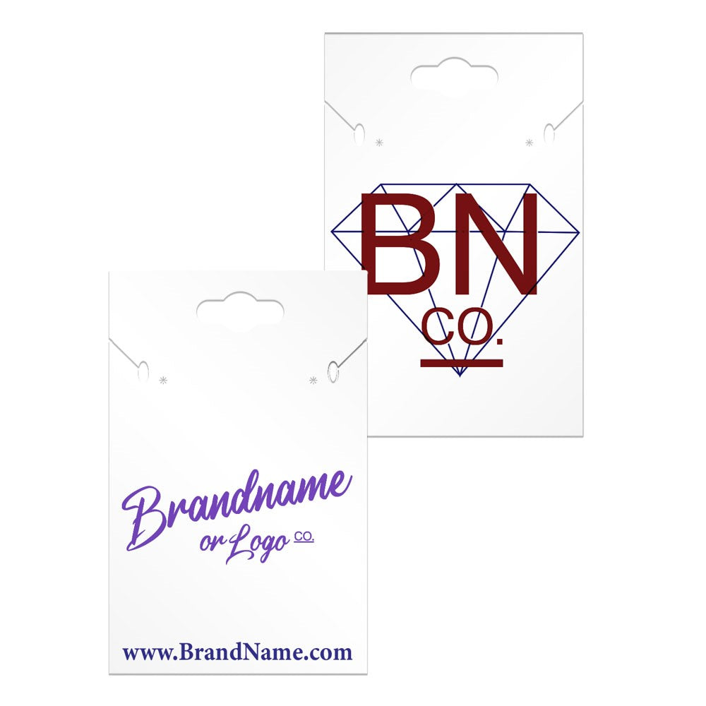 Hanging Matte White Custom Necklace and Earring Card 2" x 3"