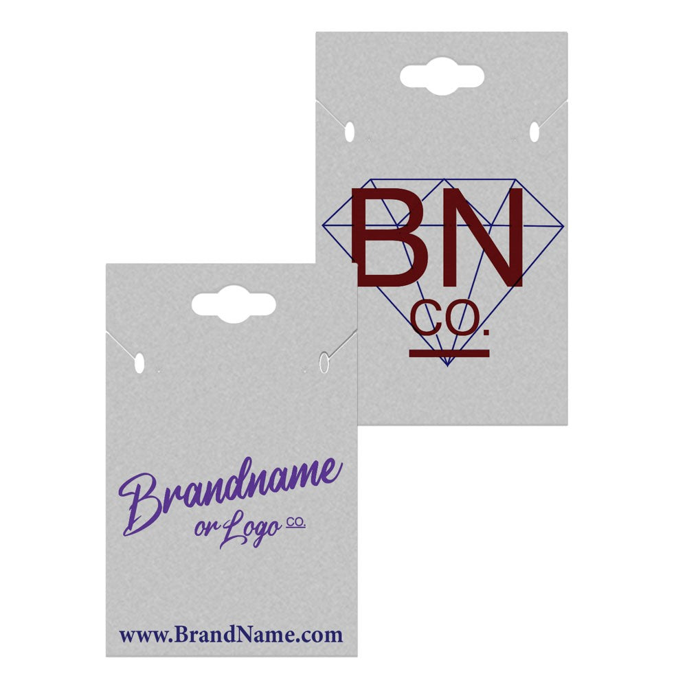 Hanging Matte Grey Custom Necklace and Earring Card 2" x 3"