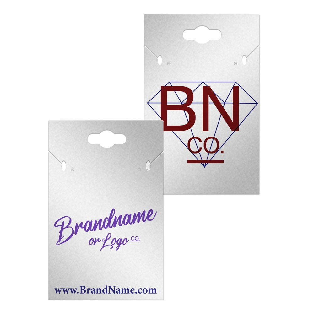 Hanging Shimmer Silver Custom Necklace and Earring Card 2" x 3"