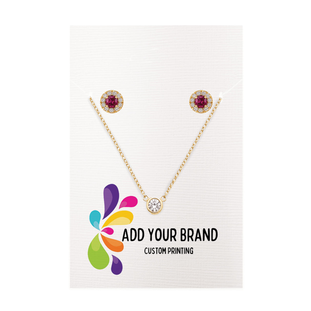 Combo Earring & Necklace Cards 2" x 3" | Woven White Linen | Square Corners