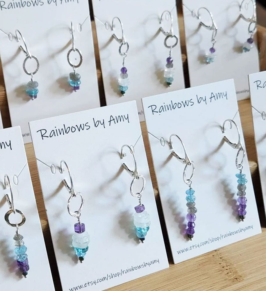 Matte White Custom Necklace and Earring Card 2" x 3"