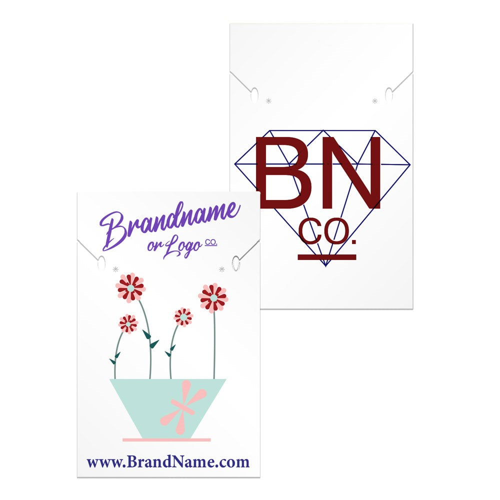 Matte White Custom Necklace and Earring Card 2" x 3"