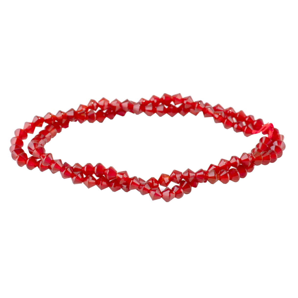 Carnelian Beads 4mm Faceted Bicone - Red Gemstone Strand