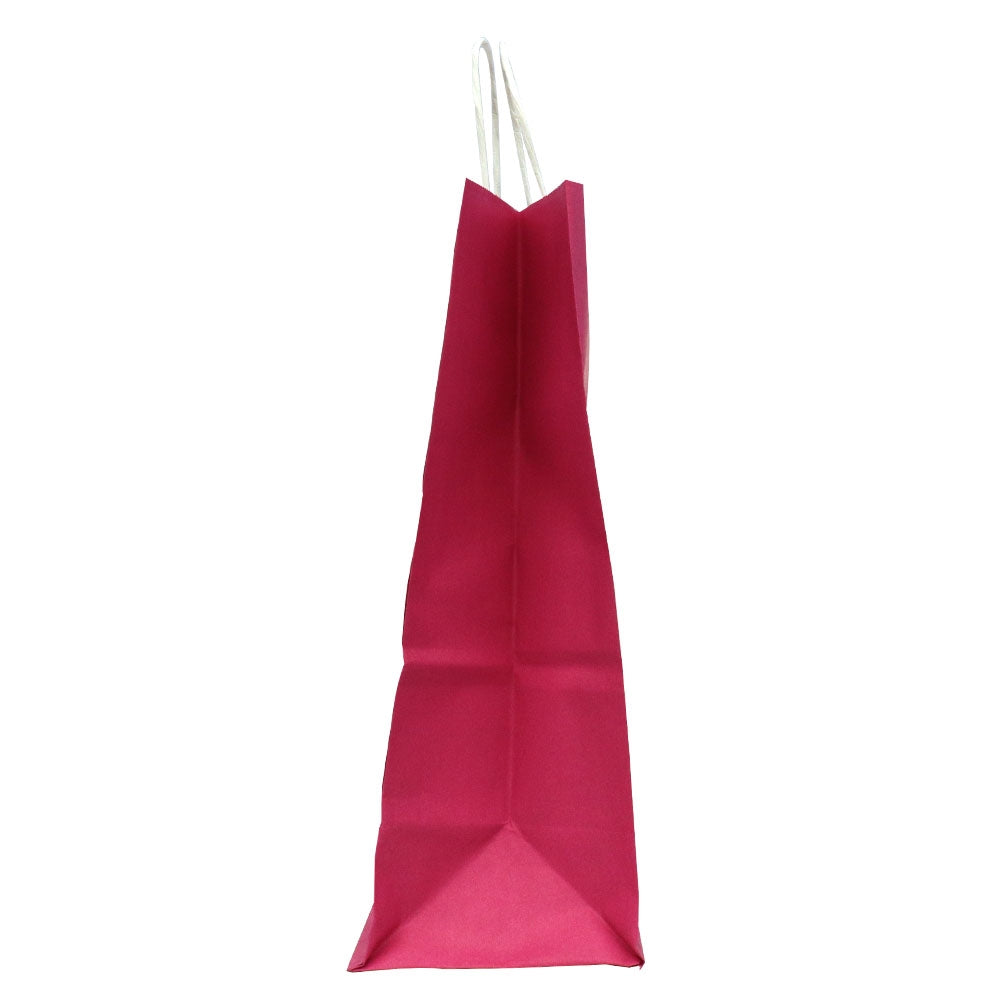 Hot Pink Kraft Paper Gift Shopping Bags, 9-3/4" x 4-3/4" x 12-1/4"