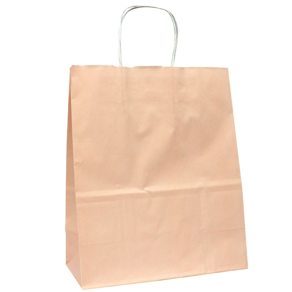 Light Pink Kraft Paper Gift Shopping Bags, 9-3/4" x 4-3/4" x 12-1/4"