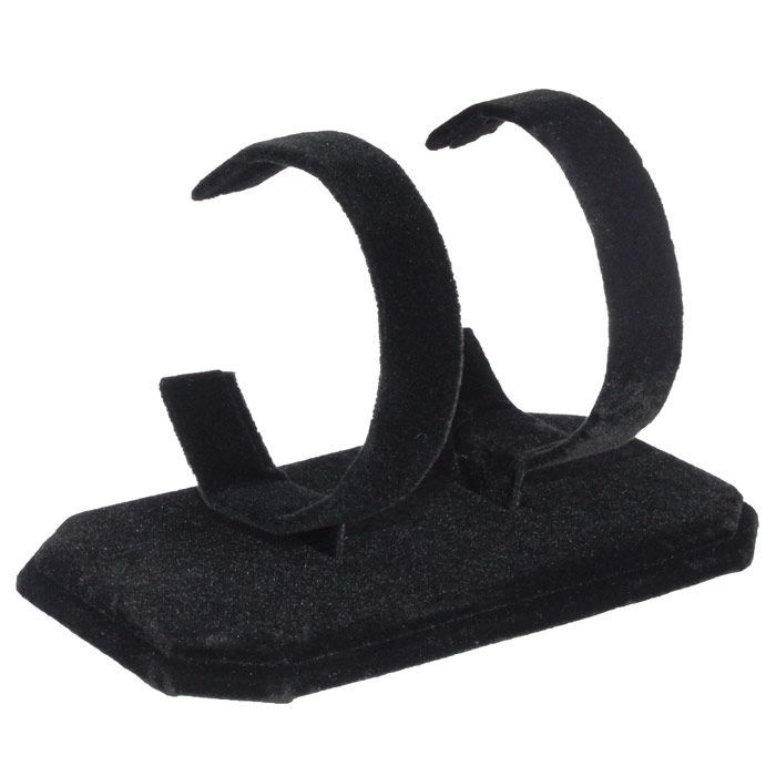 Black Velvet Dual Jewelry Watch Display Stand