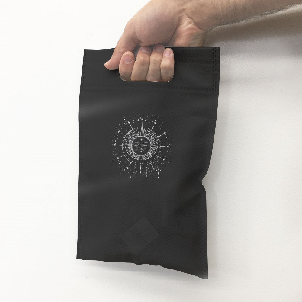 8-3/8" x 12" Reusable Black Fabric Handle Gift Grocery Shopping Bags