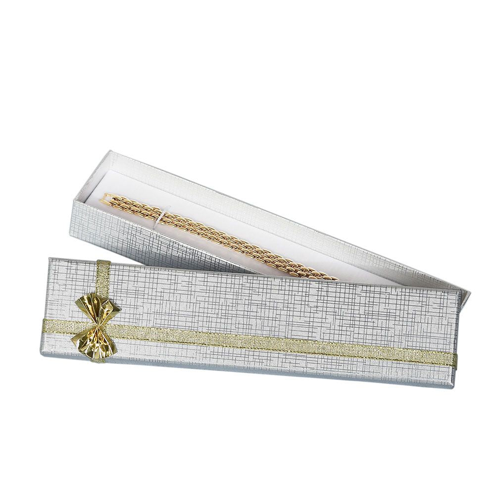 Silver Linen Bow Tie Jewelry Bracelet or Watch Gift Packaging Boxes