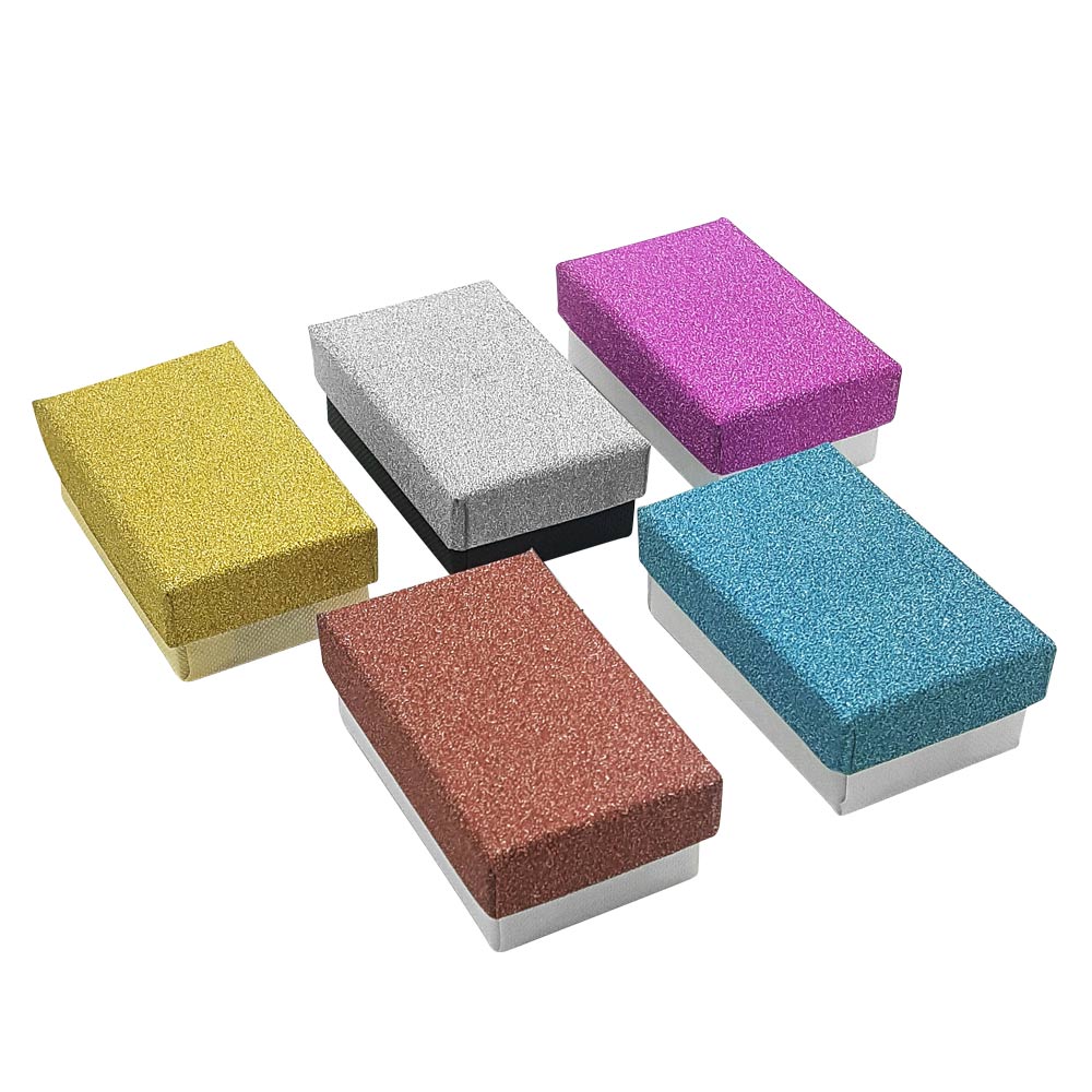 Multi-Color Cotton Filled Jewelry Gift Boxes 2.35" x 3.15" x 1.15".