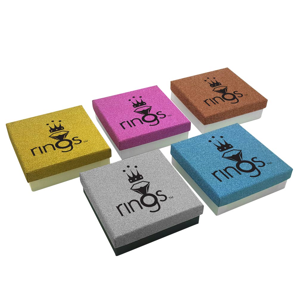 Multi-Color Cotton Filled Jewelry Gift Boxes 3.5" x 3.5" x 1.25"