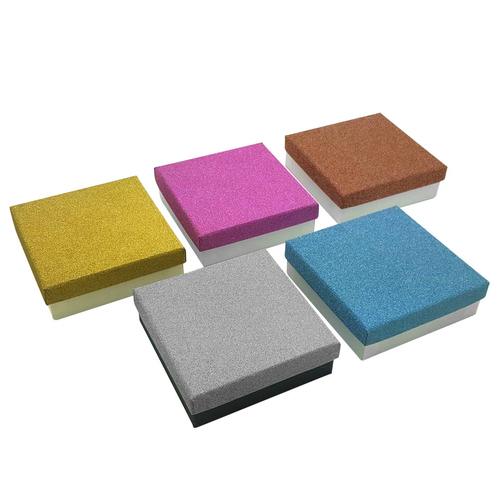 Multi-Color Cotton Filled Jewelry Gift Boxes 3.5" x 3.5" x 1.25"