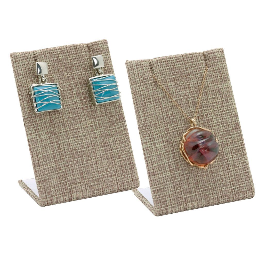 Brown Burlap Jewelry Earring / Pendant Stand