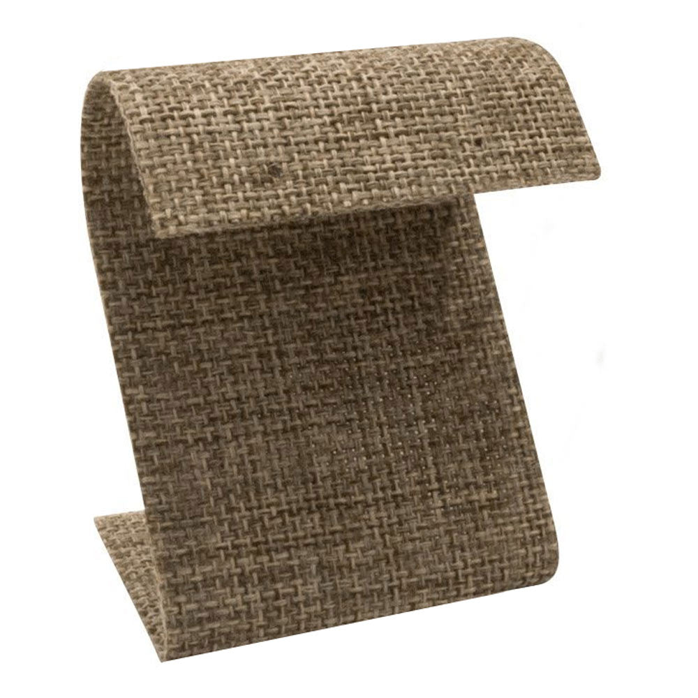 Brown Burlap Curved Jewelry Earring Stand, 3-1/4" Tall
