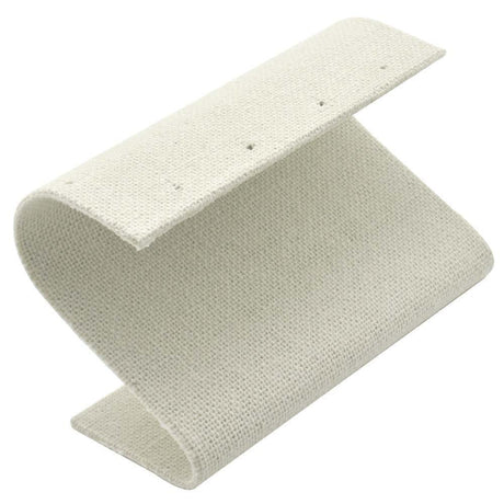 Beige Linen Curved Jewelry Earring Stand, Holds 2 Pairs