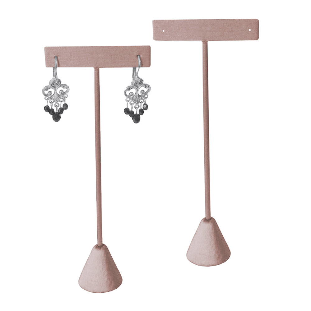 Champagne Pink Leatherette Jewelry Earring T Stand, 6-3/4" Tall