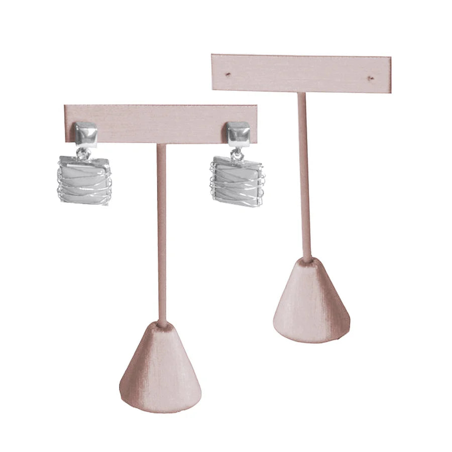 Champagne Pink Leatherette Jewelry Earring T Stand, 3-1/2" Tall