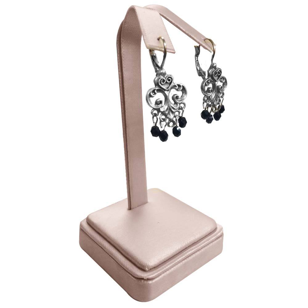 Champagne Pink Leatherette Jewelry Earring Tree Stand