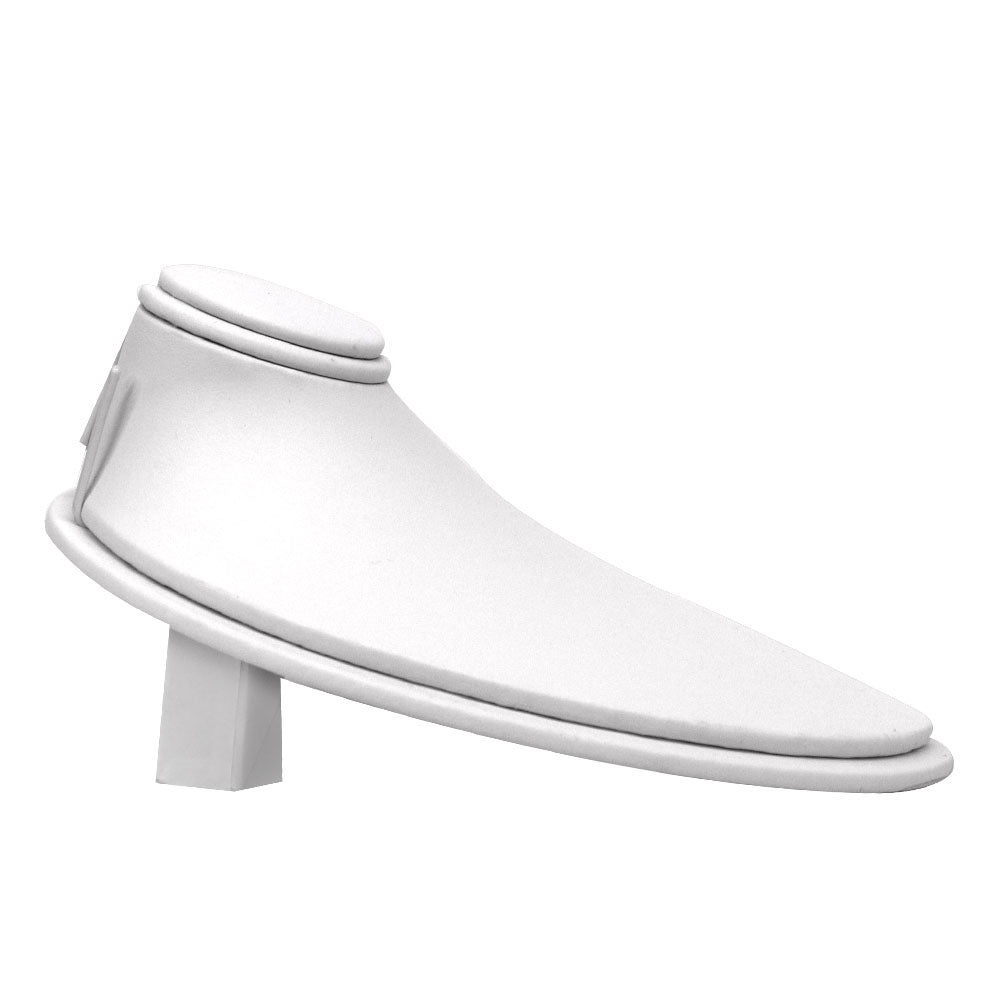 White Leatherette Low Profile Necklace Display with Neck Form