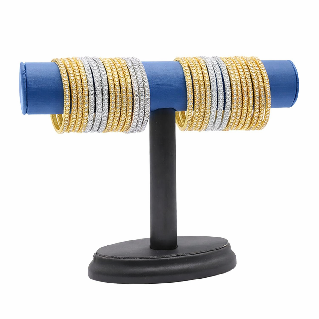 Black & Blue Leatherette Bracelet Watch T-Bar Display Stand - 5-1/2" Tall