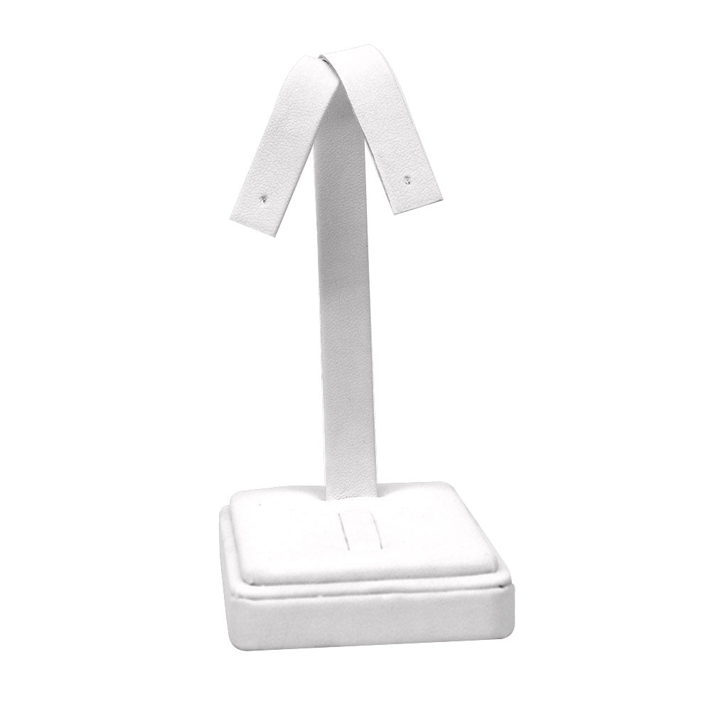 White Leatherette Jewelry Earring and Ring Combination Stand