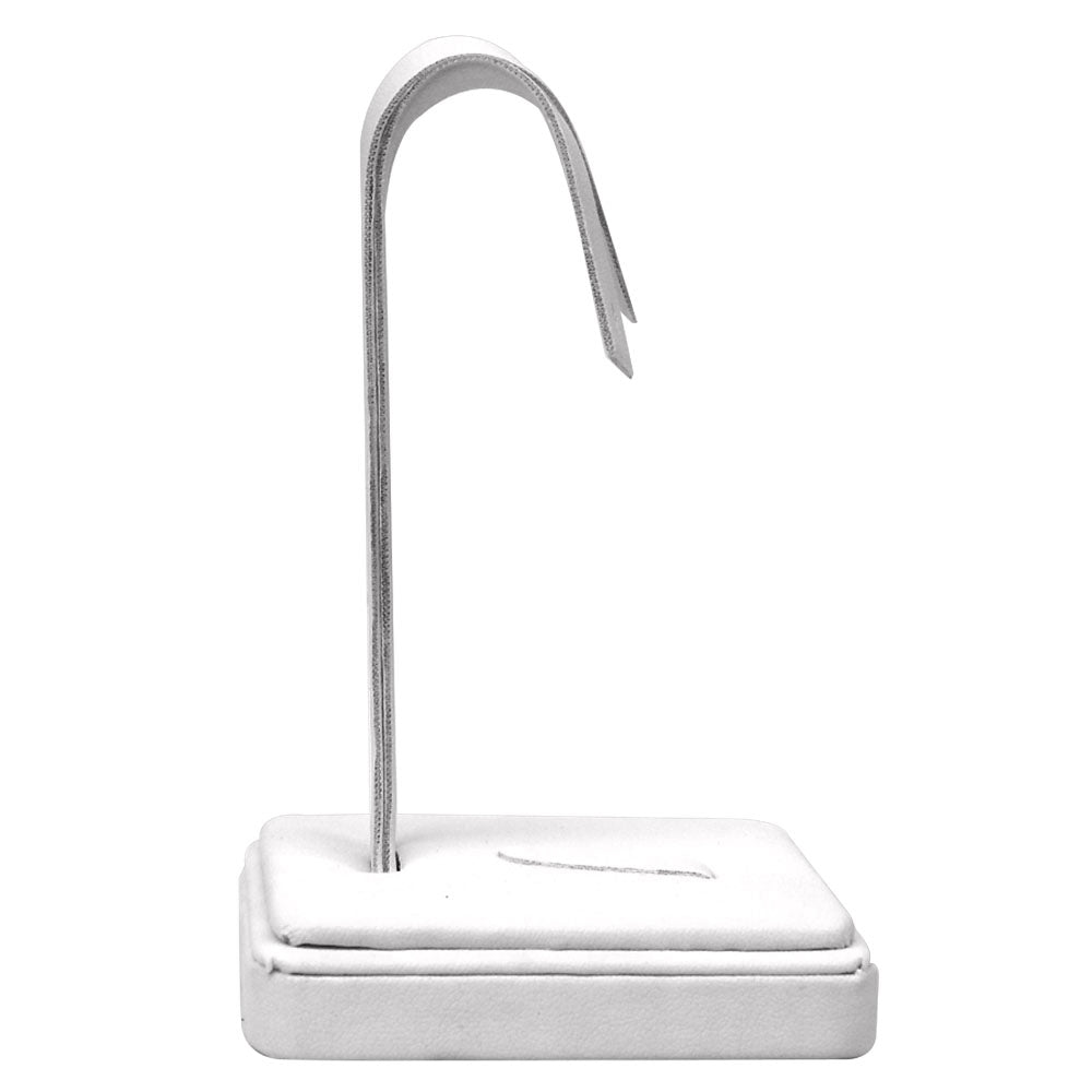 White Leatherette Jewelry Earring and Ring Combination Stand