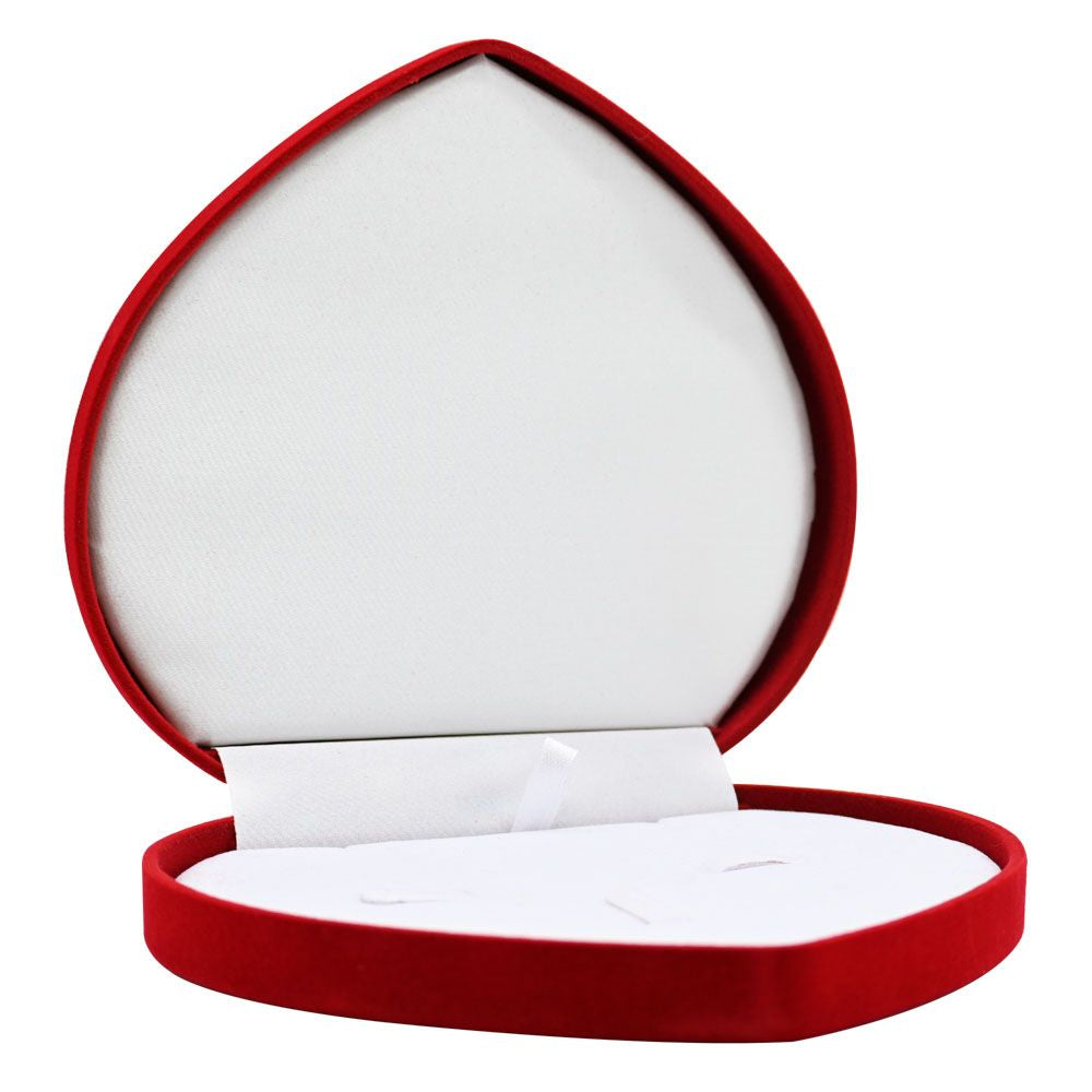 Red Flocked Velour Jewelry Necklace, Earring, and Ring Combination Boxes