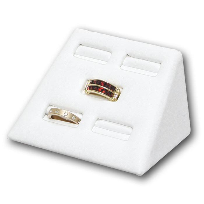 Stackable White Leatherette 5 Slot Jewelry Ring Display