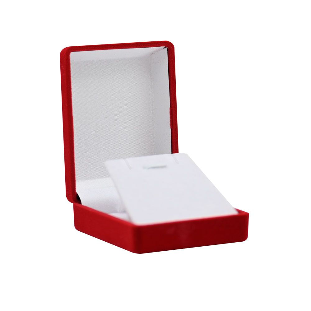 Red Flocked Velour Jewelry Pendant Packaging Boxes