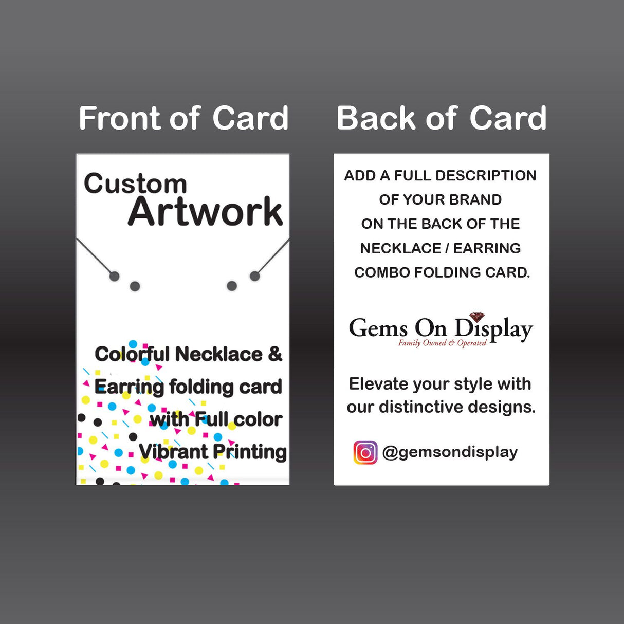 Gloss White Folding Necklace / Earring Card 2" x 6"