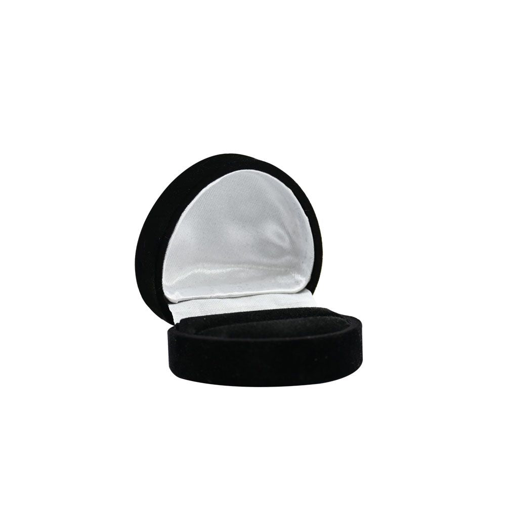 Black Flocked Velour Heart Shaped Jewelry Ring Boxes