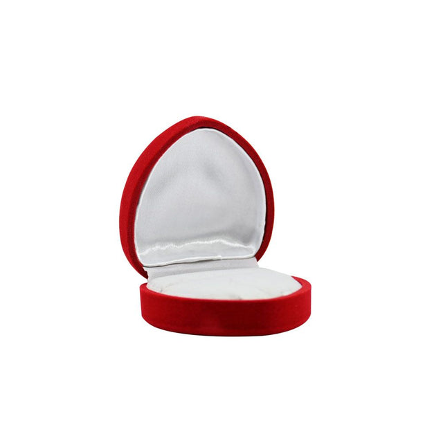 Red Flocked Velour Heart Shaped Jewelry Ring Boxes