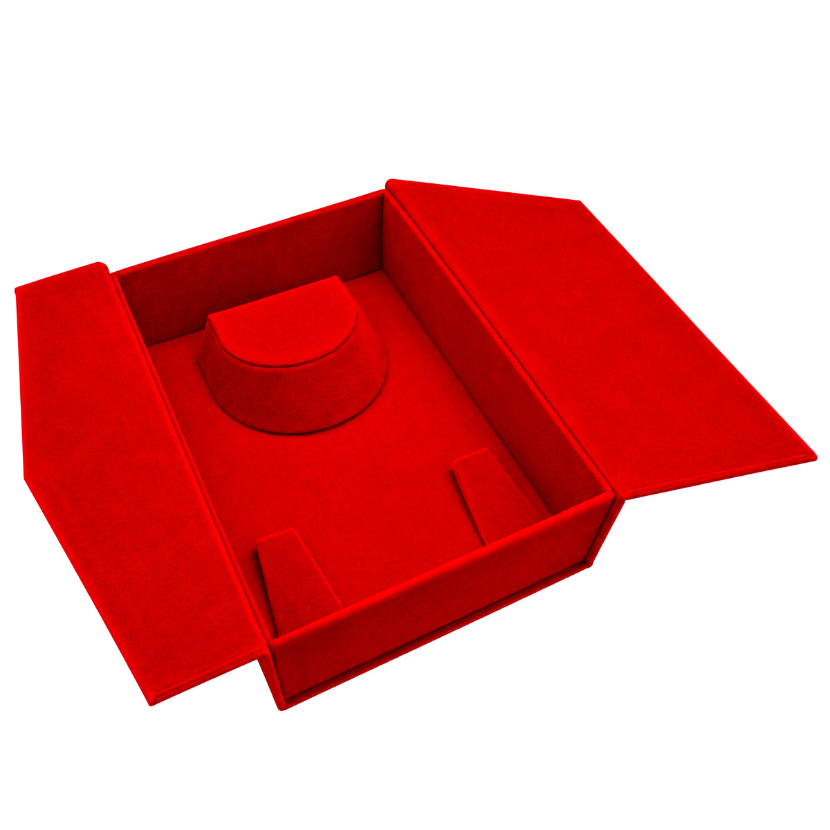 Large Red Velvet Tri-Fold Necklace & Earring Presentation Box