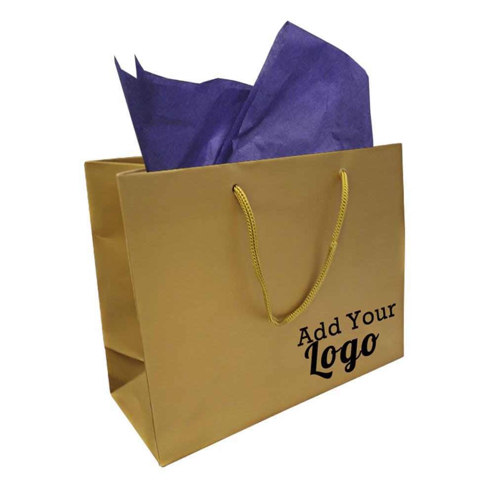 Glossy Gold  Euro Tote Gift Shopping Bags, 9-1/2" x 3-3/4" x 7-1/2"