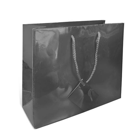 Glossy Grey Euro Tote Gift Shopping Bags, 9-1/2" x 4" x 7-1/2"