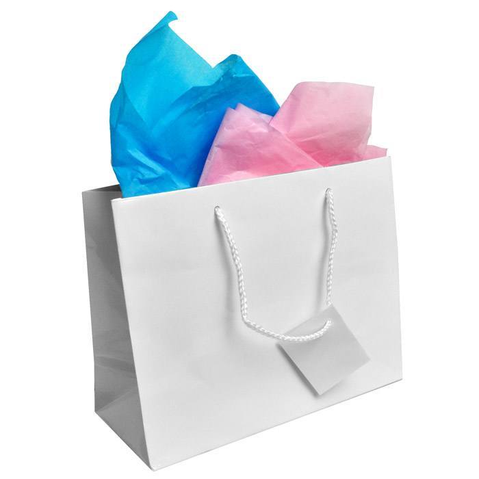 Glossy White Euro Tote Gift Shopping Bags, 9-1/2" x 4" x 7-1/2"