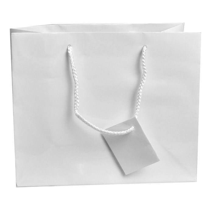 Glossy White Euro Tote Gift Shopping Bags, 9-1/2" x 4" x 7-1/2"