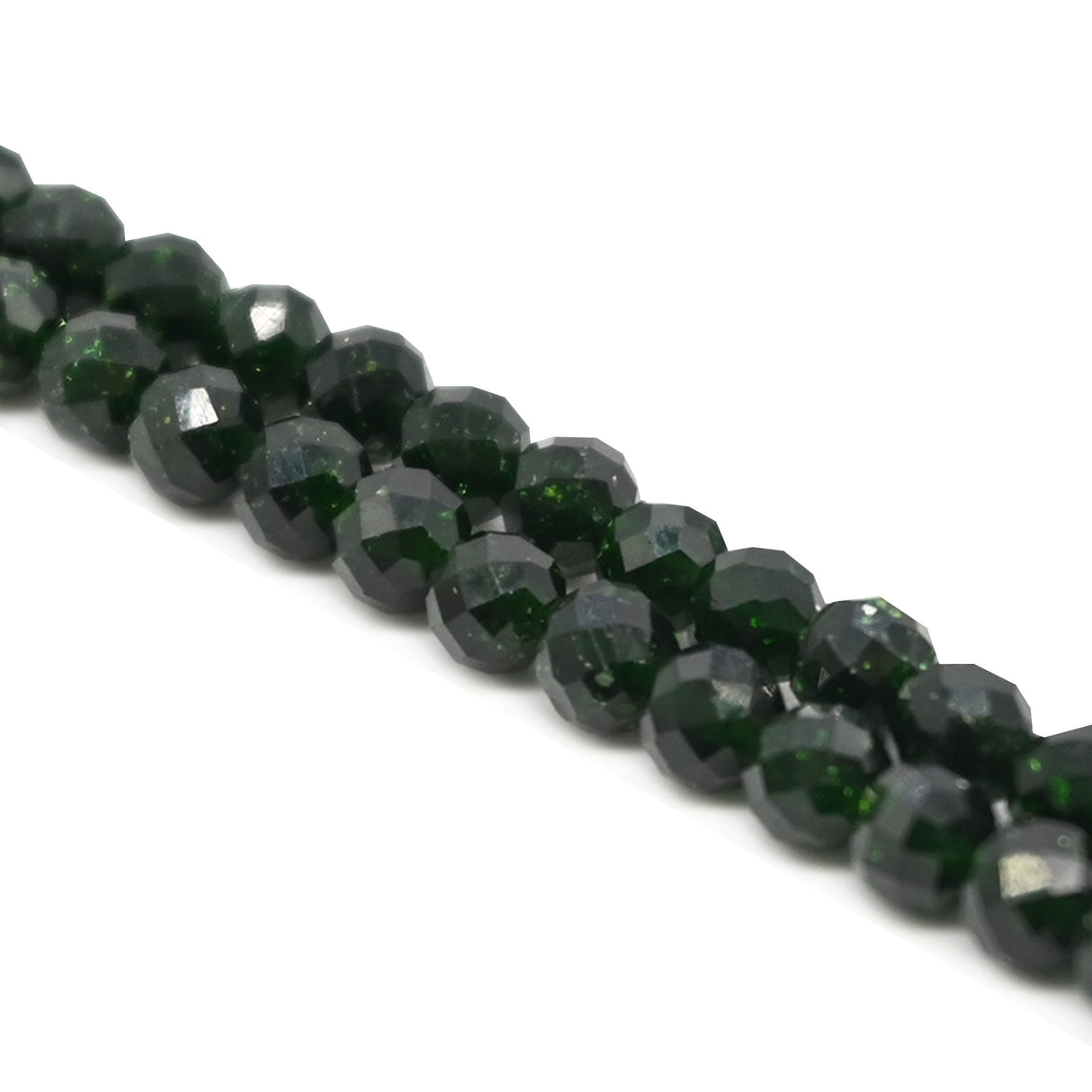 Green Goldstone Faceted Round Beads 4mm - 15" Strand