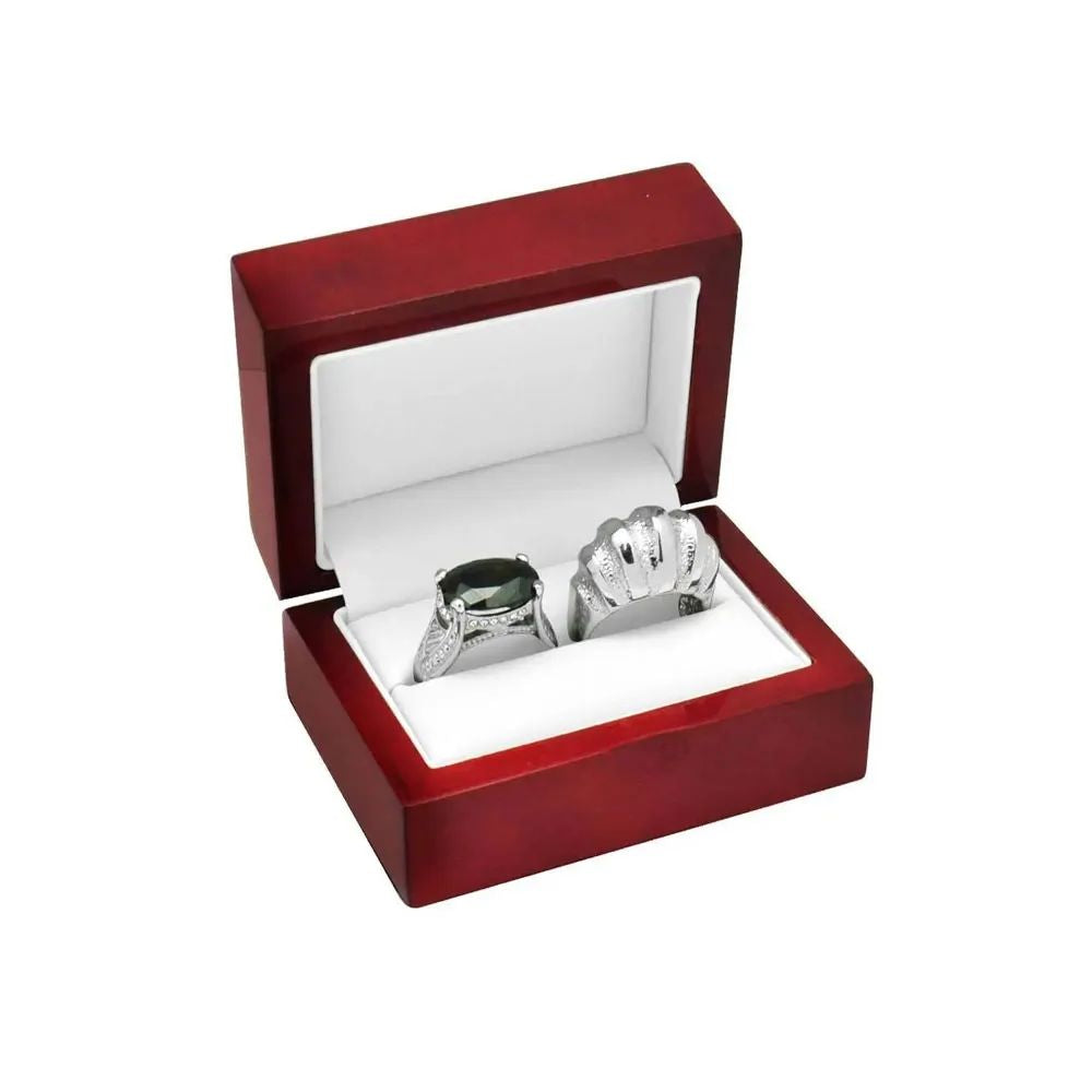 Red Rosewood Dual Jewelry Ring Gift Packaging Boxes, Dome Top