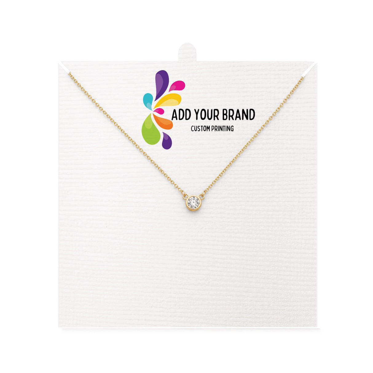 Square Necklace Display Cards 3-3/8" x 3-3/8" | Woven White Linen Cardstock