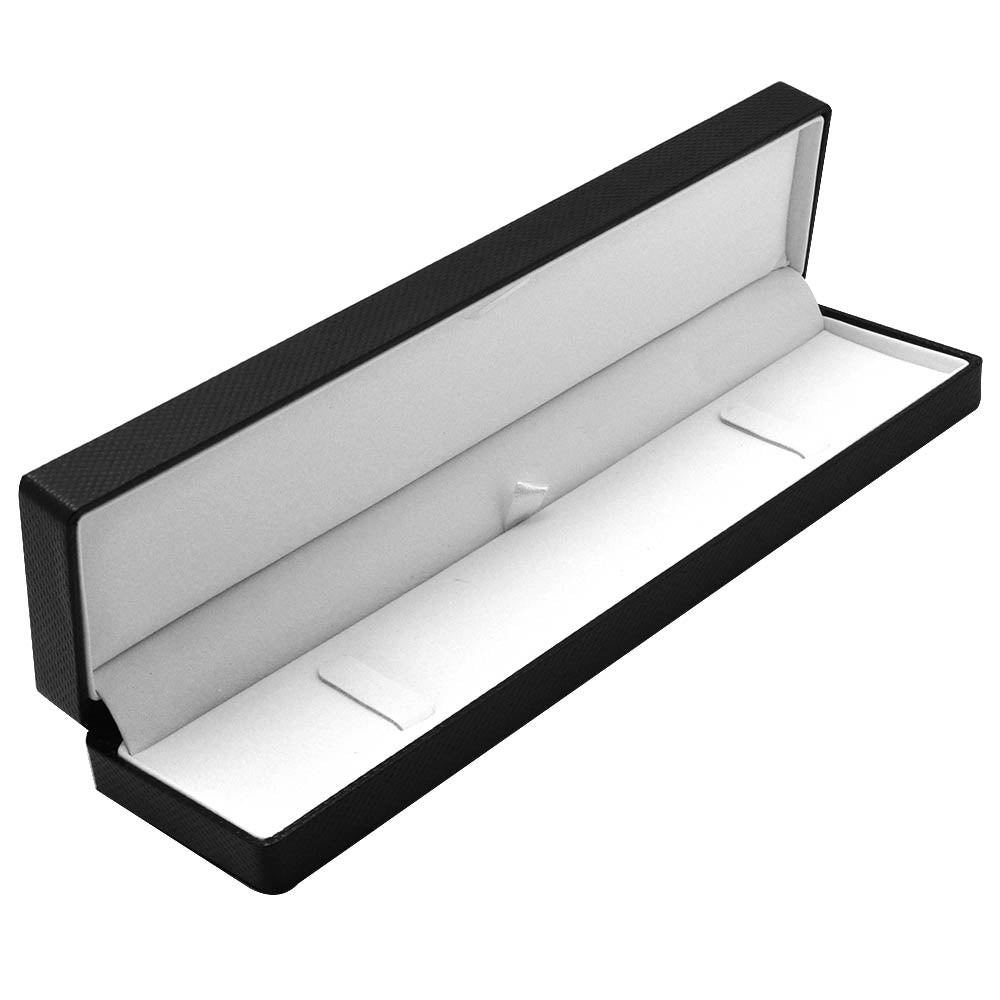 Premium Black Textured Leatherette Jewelry Bracelet Box