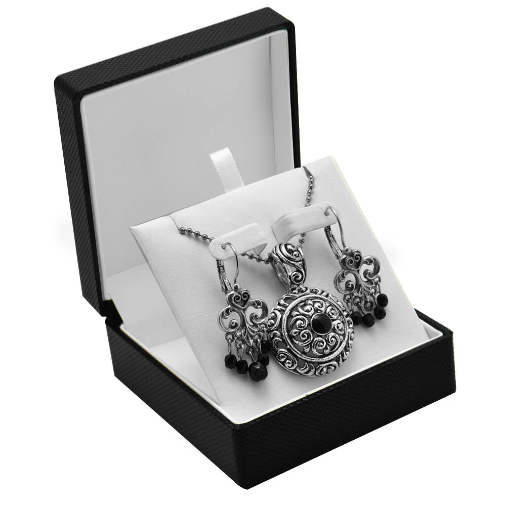 Premium Black Textured Earring / Pendant Jewelry Boxes