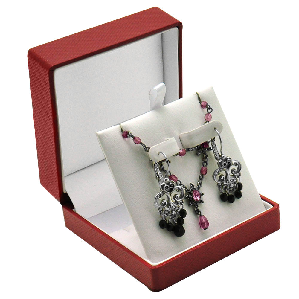 Premium Red Textured Earring / Pendant Jewelry Boxes