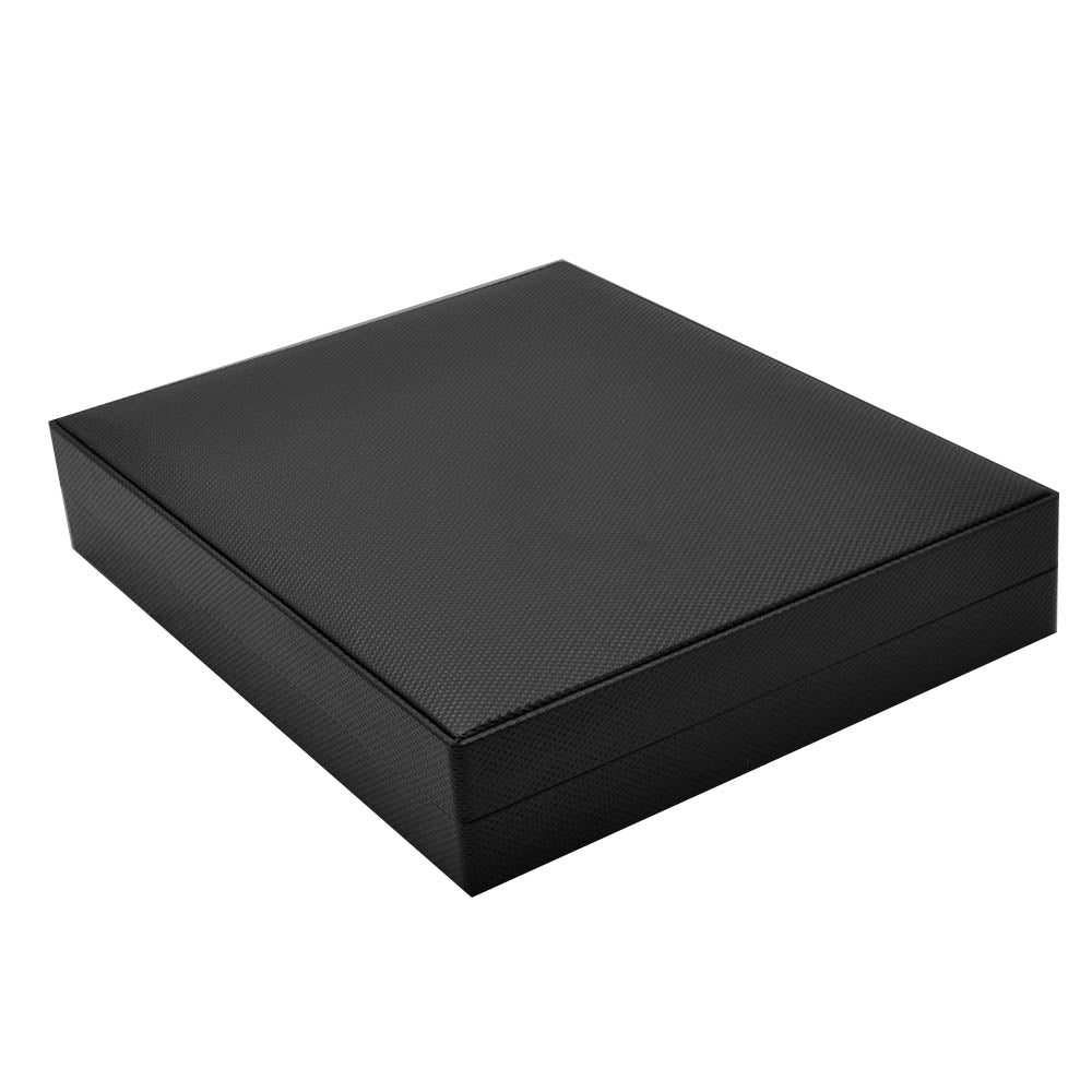 Premium Textured Black Leatherette Jewelry Necklace Box