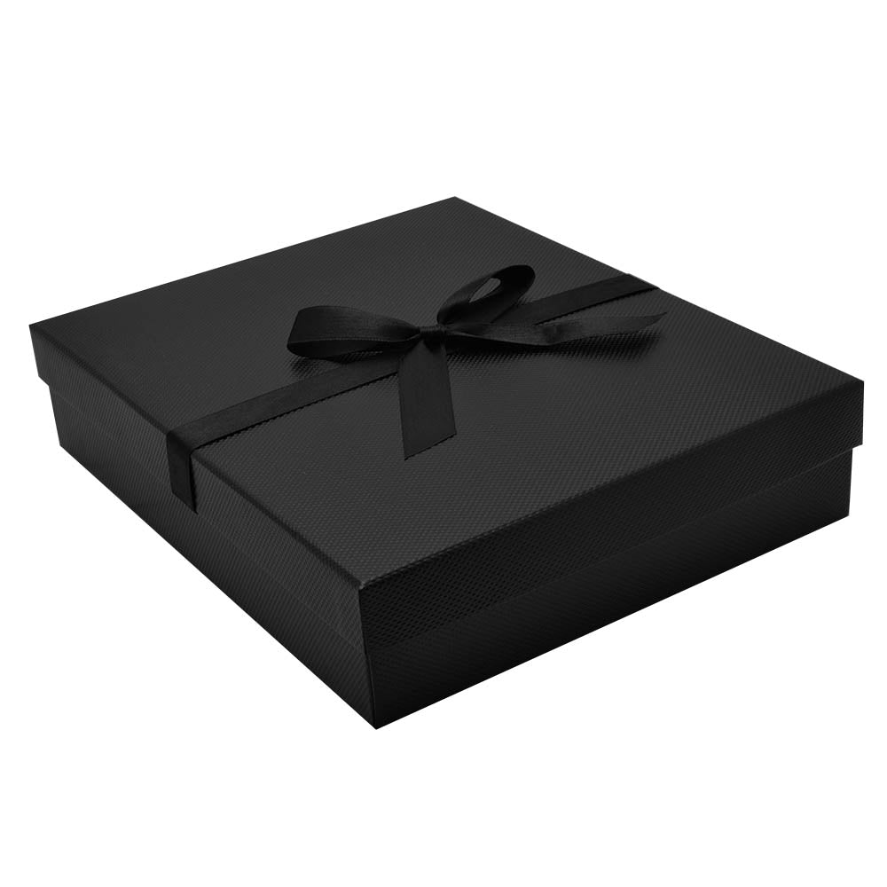 Premium Textured Black Leatherette Jewelry Necklace Box