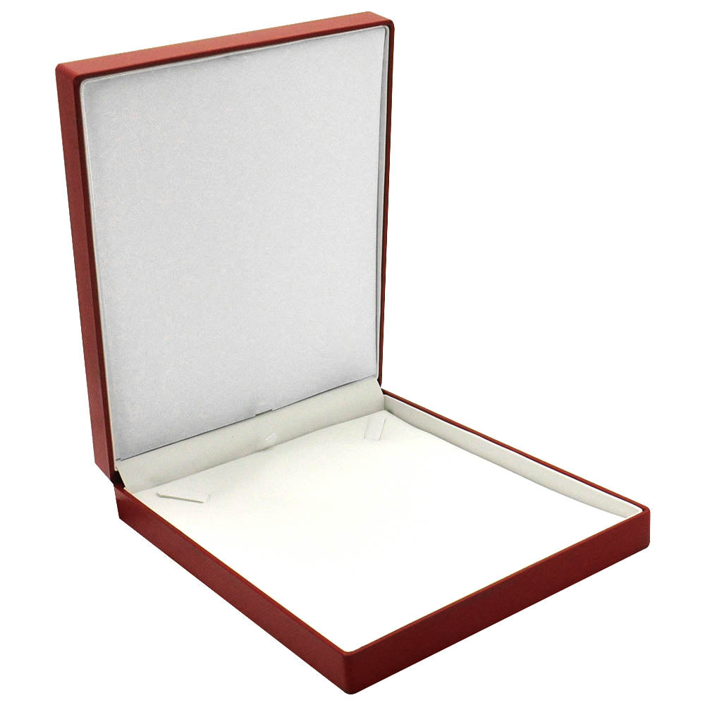 Premium Textured Red Leatherette Jewelry Necklace Box